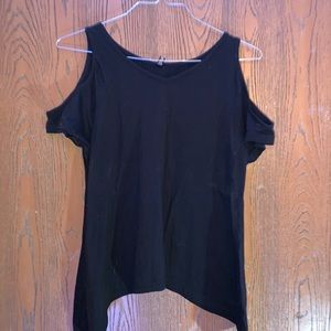 Cute off the shoulder shirt.